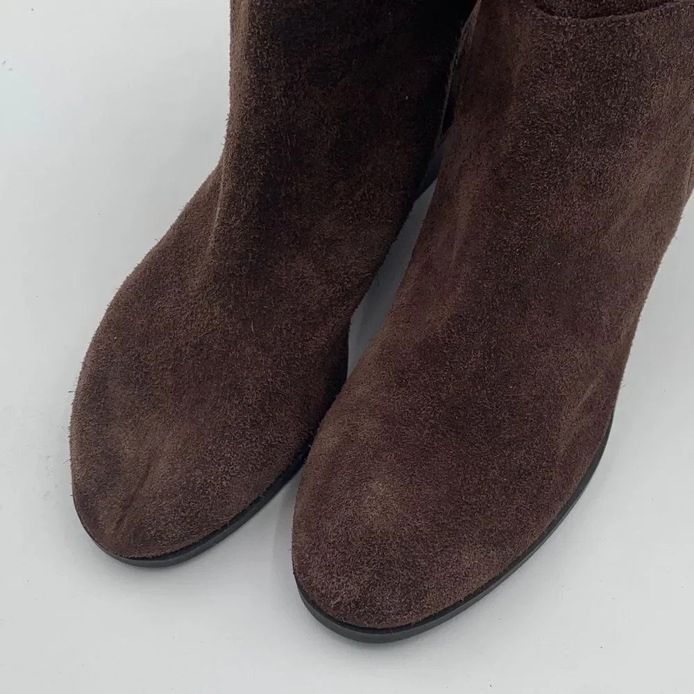 Lucky Brand knee high dark brown suede leather Calypso style boots size 7.5/38